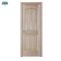 Dark Black Veneer Flush Wood Glass Interior Door