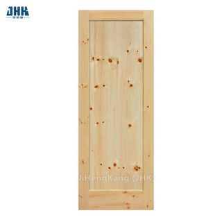 Ready for Stained Solid Knotty Pine Wood Sliding Barn Door with Black Powder Coated Track for Houses
