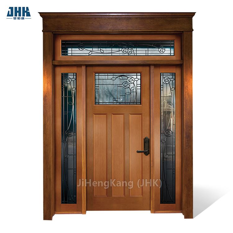 Glass Decorated Alder Wood Main Door