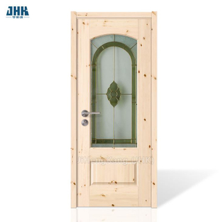 Best Selling Special for Exporting Solid Wood Waterproof Bathroom Using Art Glass Decorated Beautiful Line Wooden Door